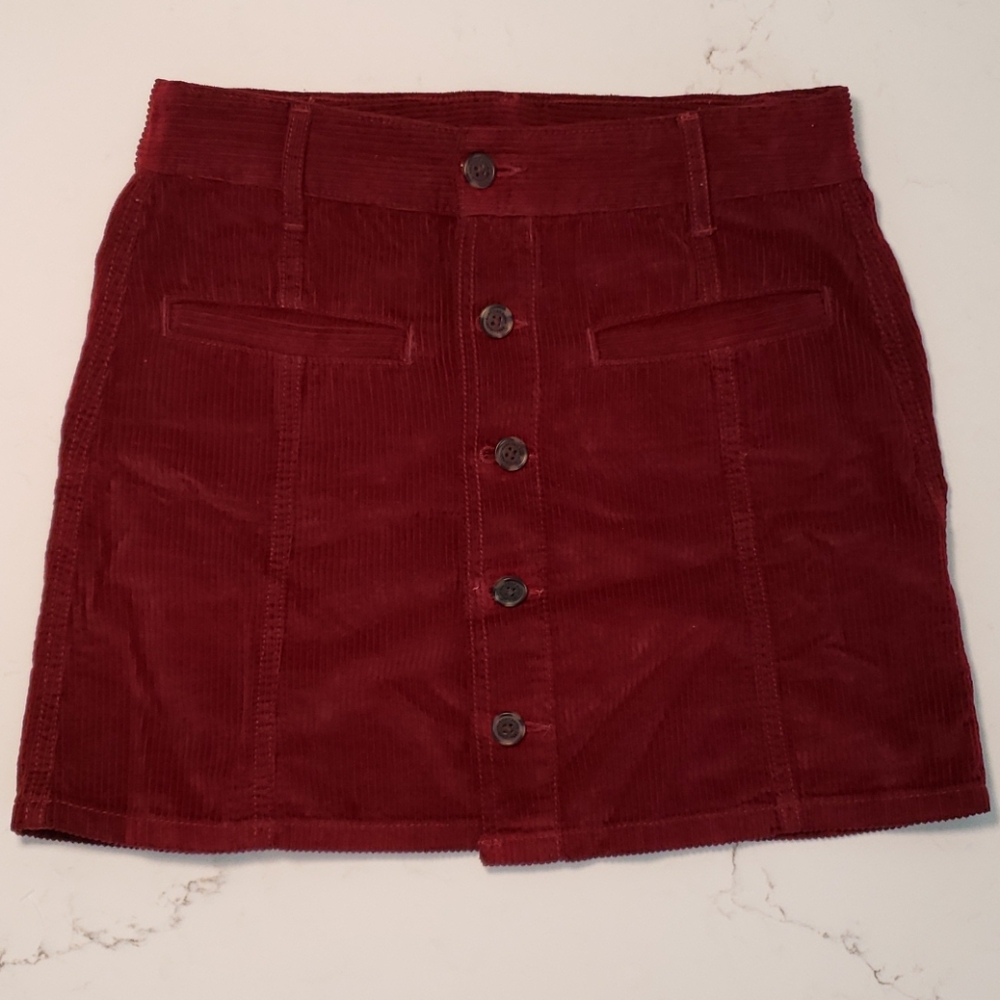 Maroon Hi-Rise A-Line Skirt
